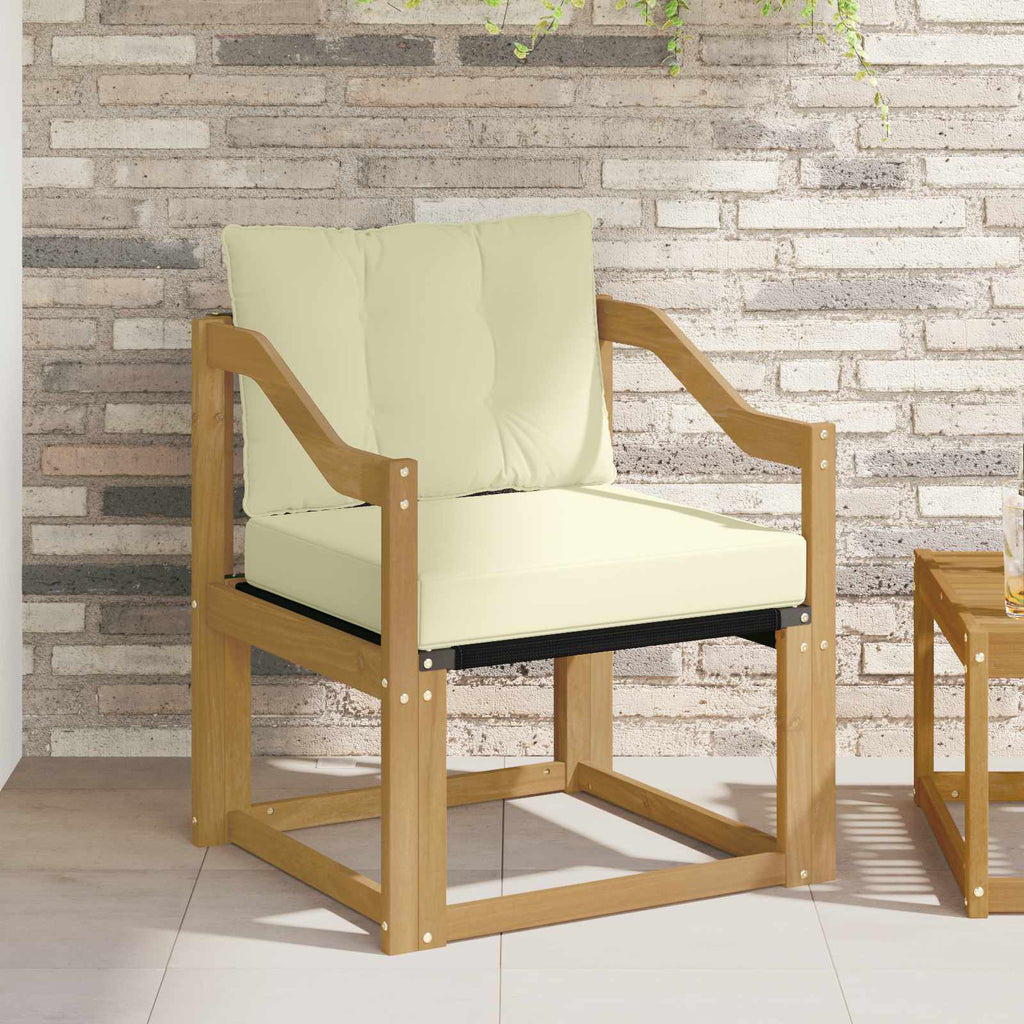 Outdoor-Sofa Massivholz Akazie Weiß und Creme
