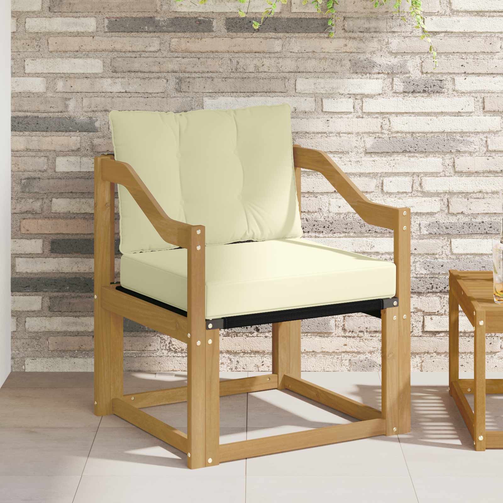 Outdoor-Sofa Massivholz Akazie Weiß und Creme
