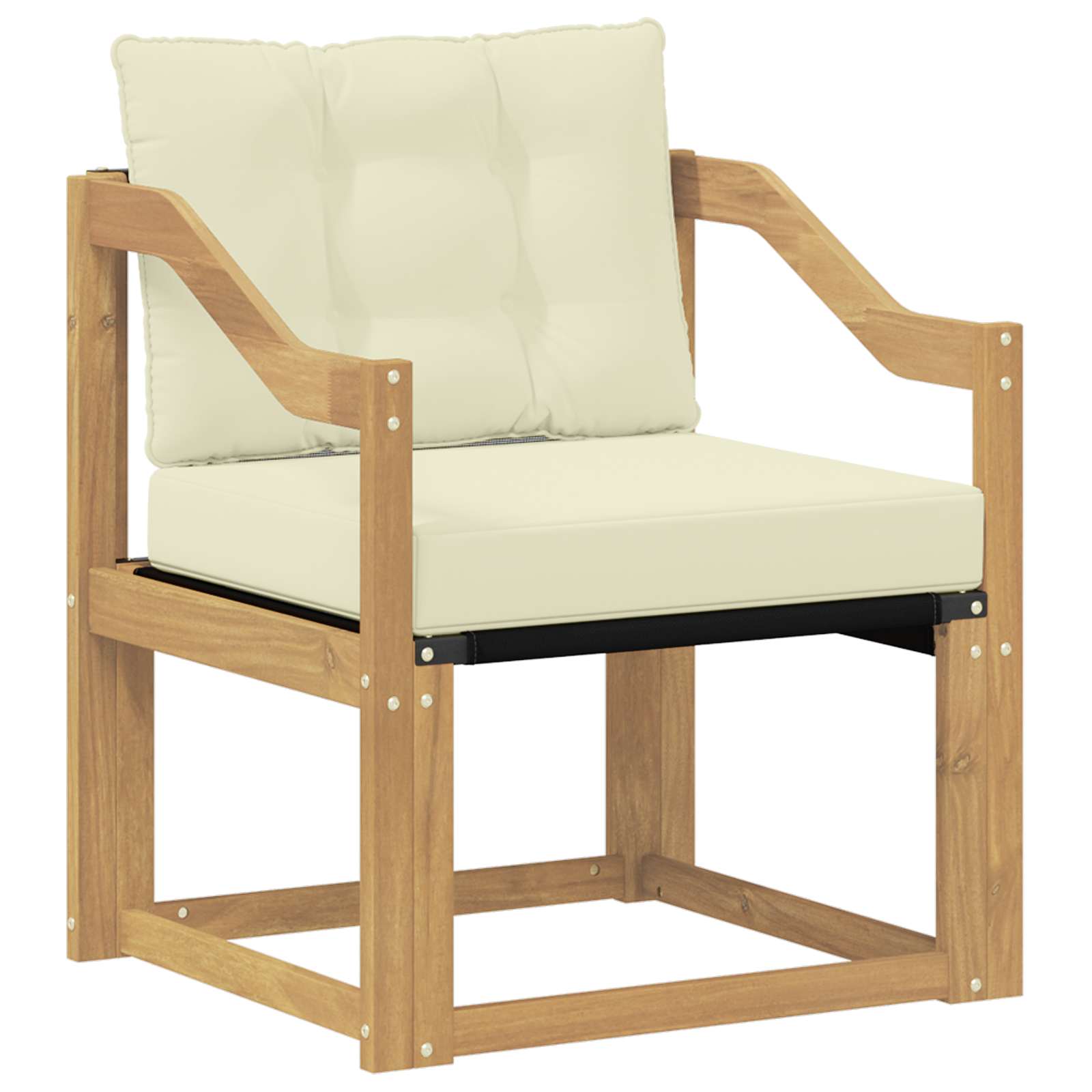 Outdoor-Sofa Massivholz Akazie Weiß und Creme