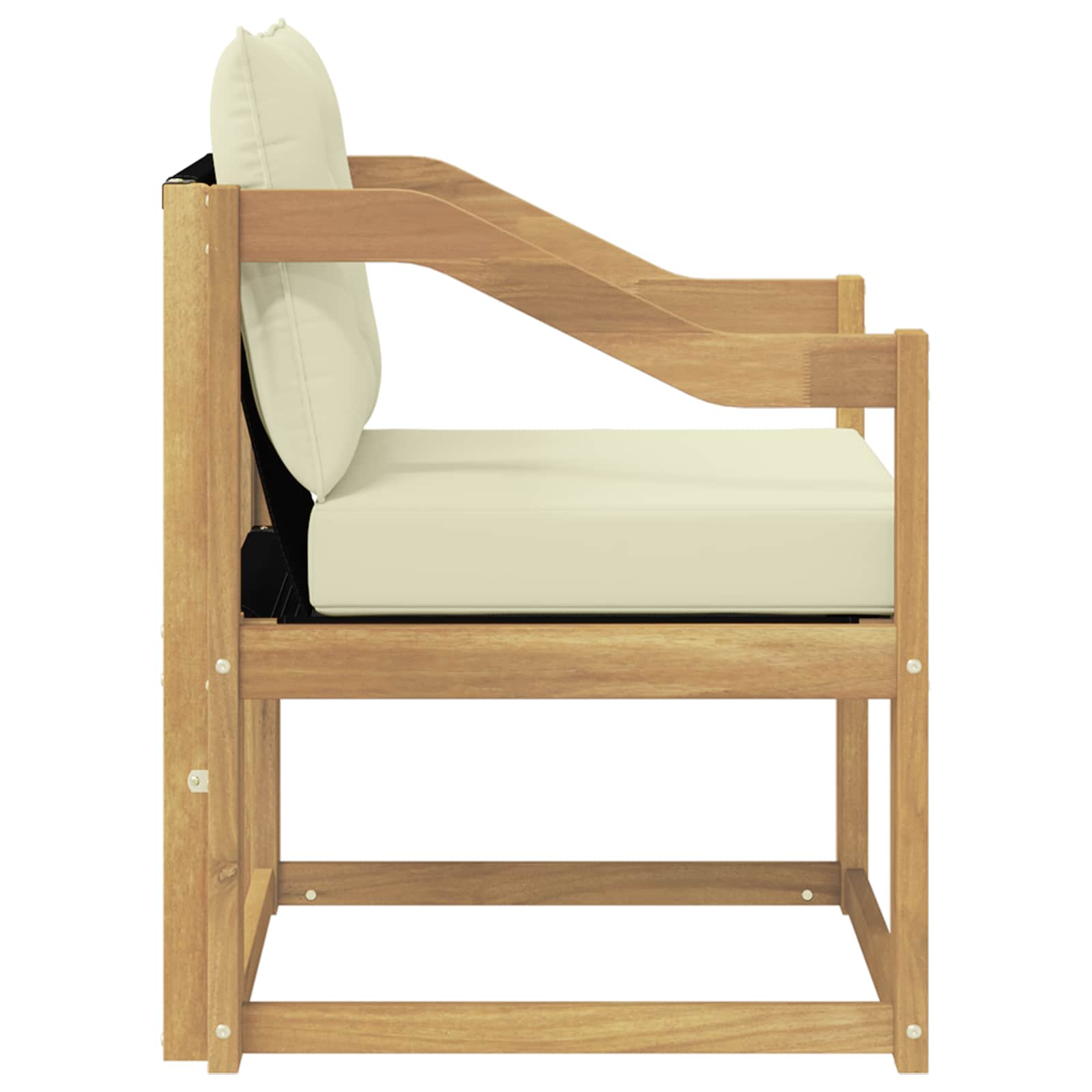 Outdoor-Sofa Massivholz Akazie Weiß und Creme