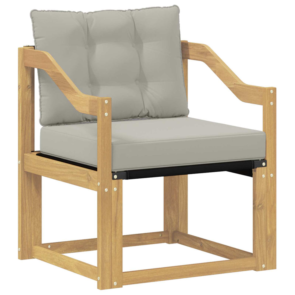 Outdoor-Sofa Massivholz Akazie Weiß und Hellgrau