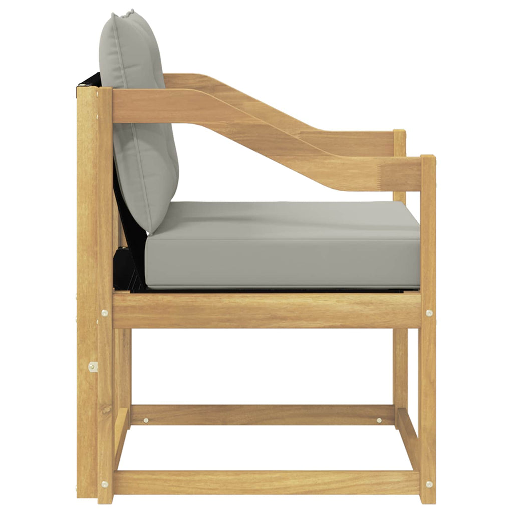 Outdoor-Sofa Massivholz Akazie Weiß und Hellgrau