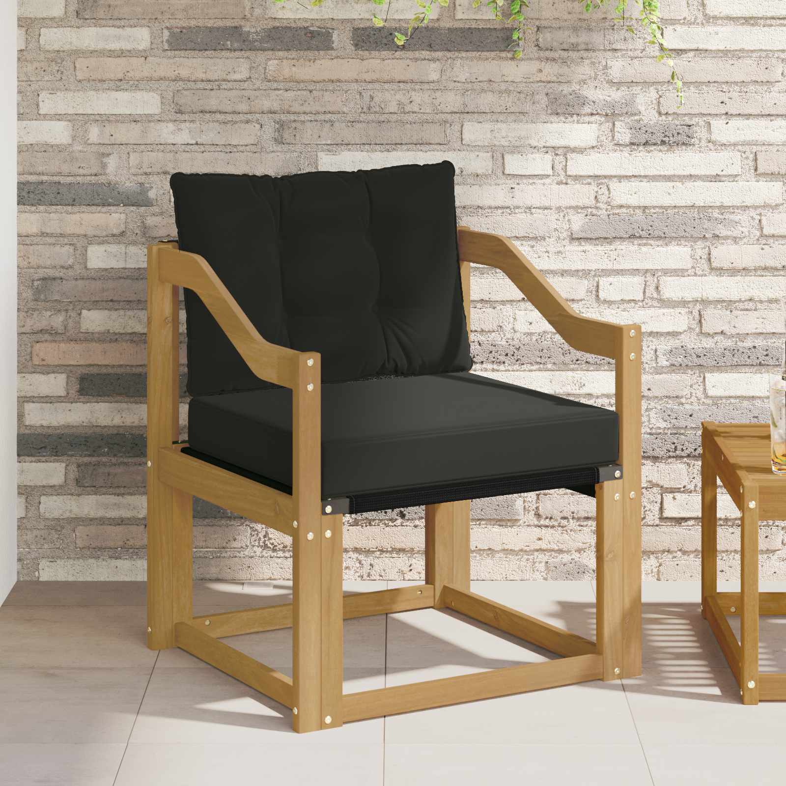 Outdoor-Sofa Massives Akazienholz und Textilene Weiß