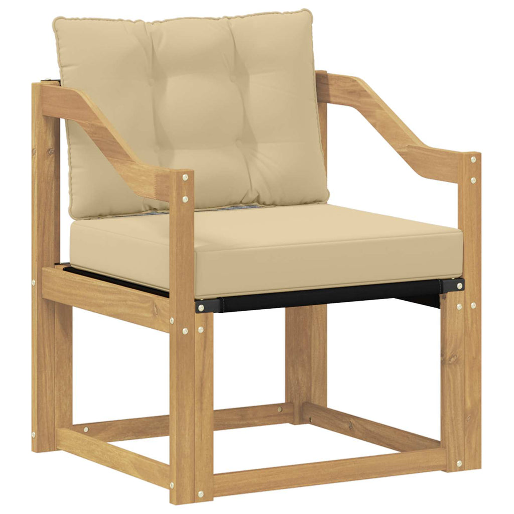 Outdoor-Sofa Massivholz Akazie Weiß und Beige