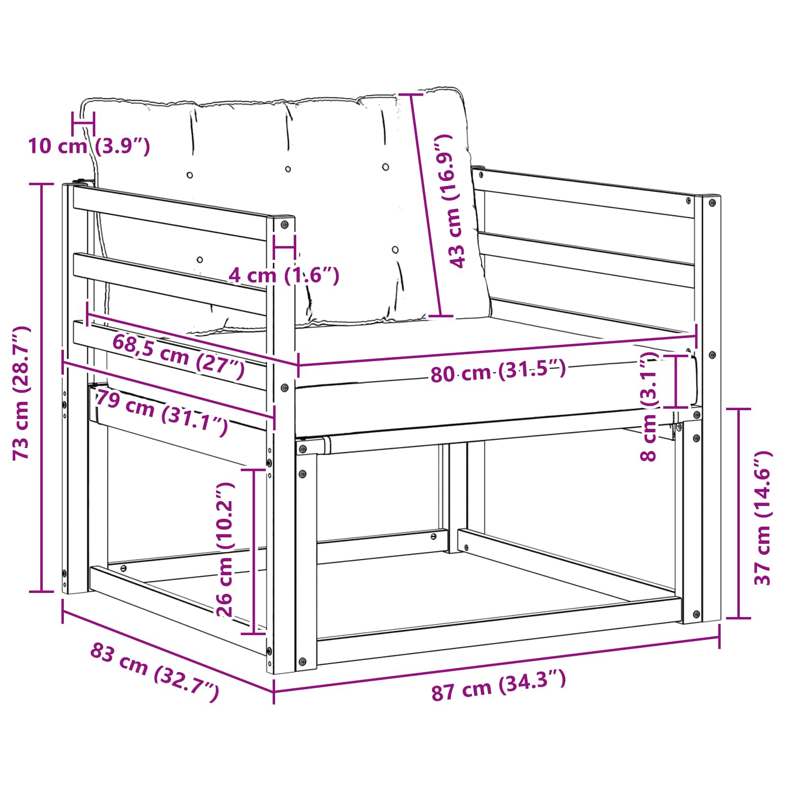Outdoor-Sofagarnitur Massives Akazienholz und Textilene Weiß