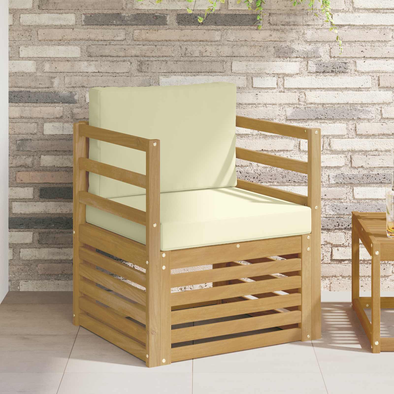 Outdoor-Sofa Polyester Weiß und Creme