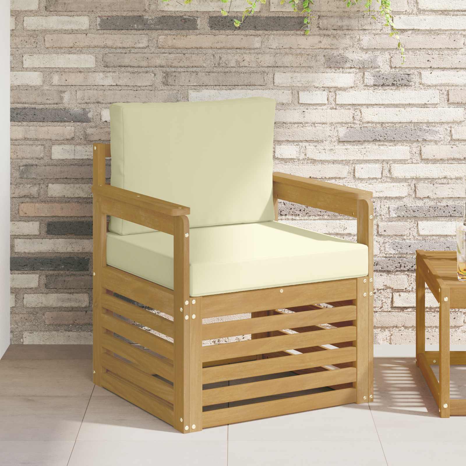 2 Stück Outdoor-Sofagarnitur Polyester Weiß und Creme