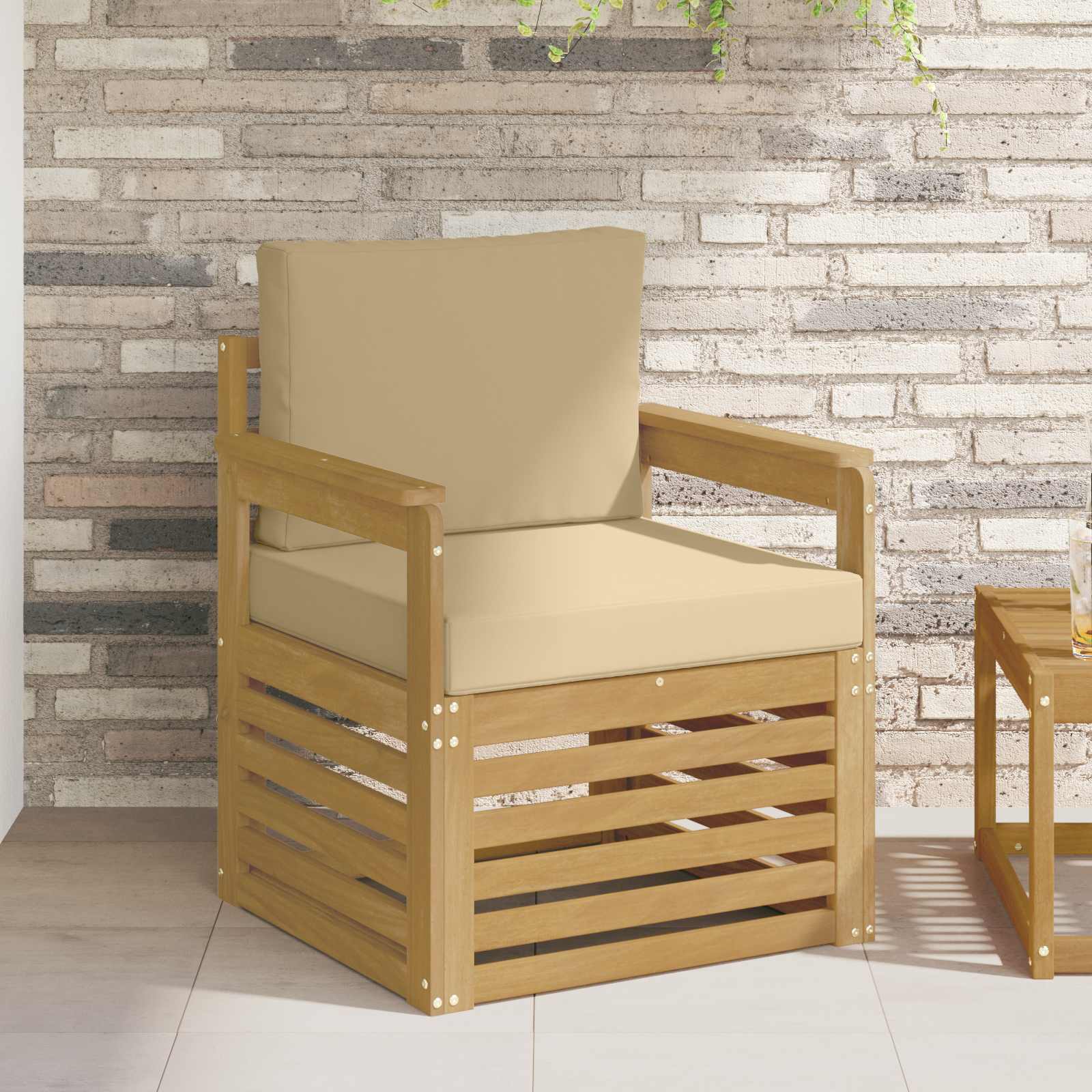2 Stück Outdoor-Sofagarnitur Polyester Weiß und Beige