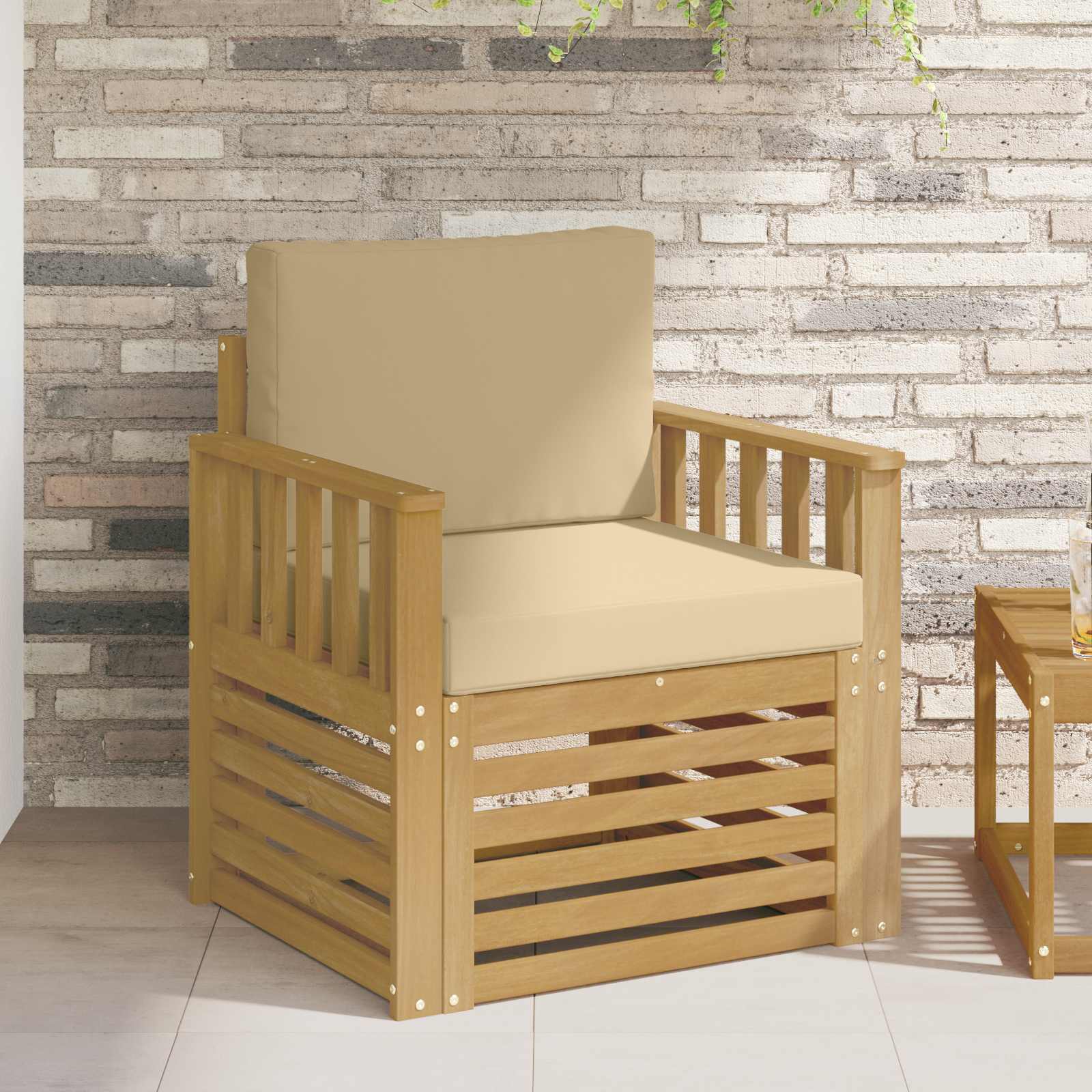 2 Stück Outdoor-Sofagarnitur Polyester Weiß und Beige