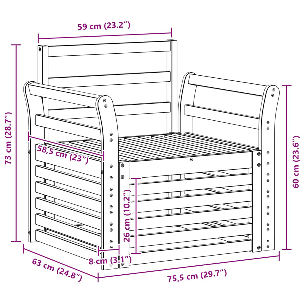 Outdoor-Sofagarnitur Massivholz Akazie Weiß