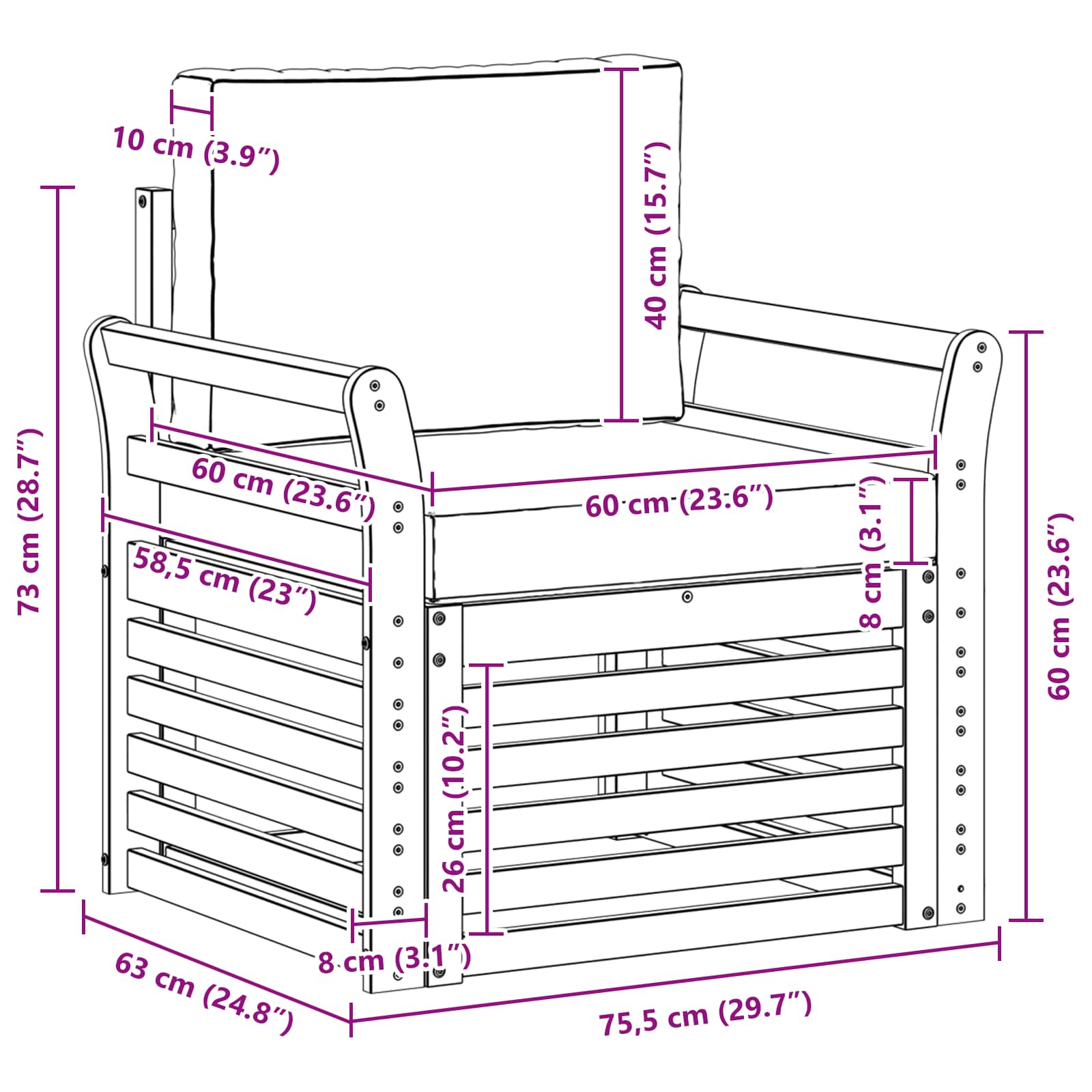 Outdoor-Sofagarnitur Polyester Weiß