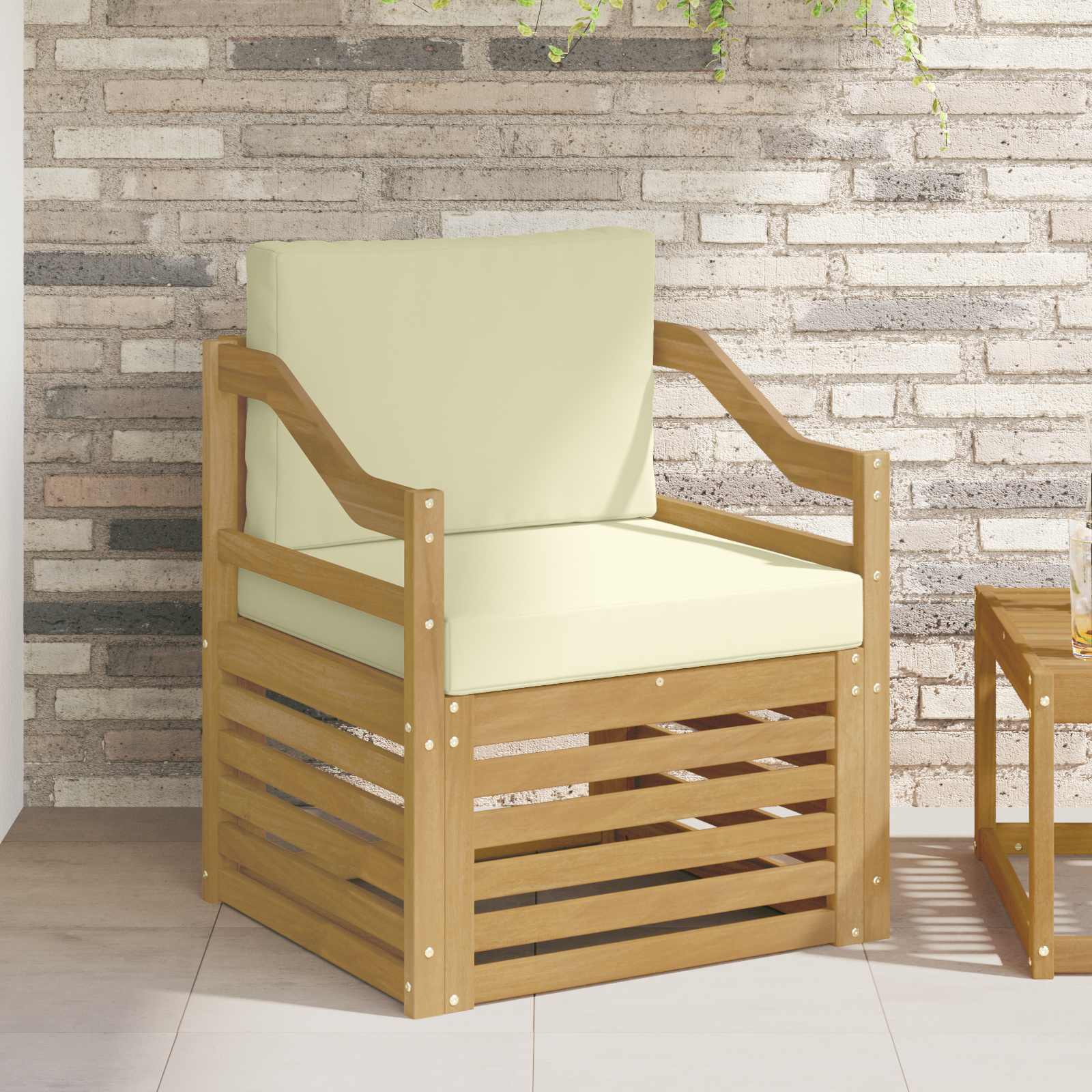 Outdoor-Sofa Polyester Weiß und Creme