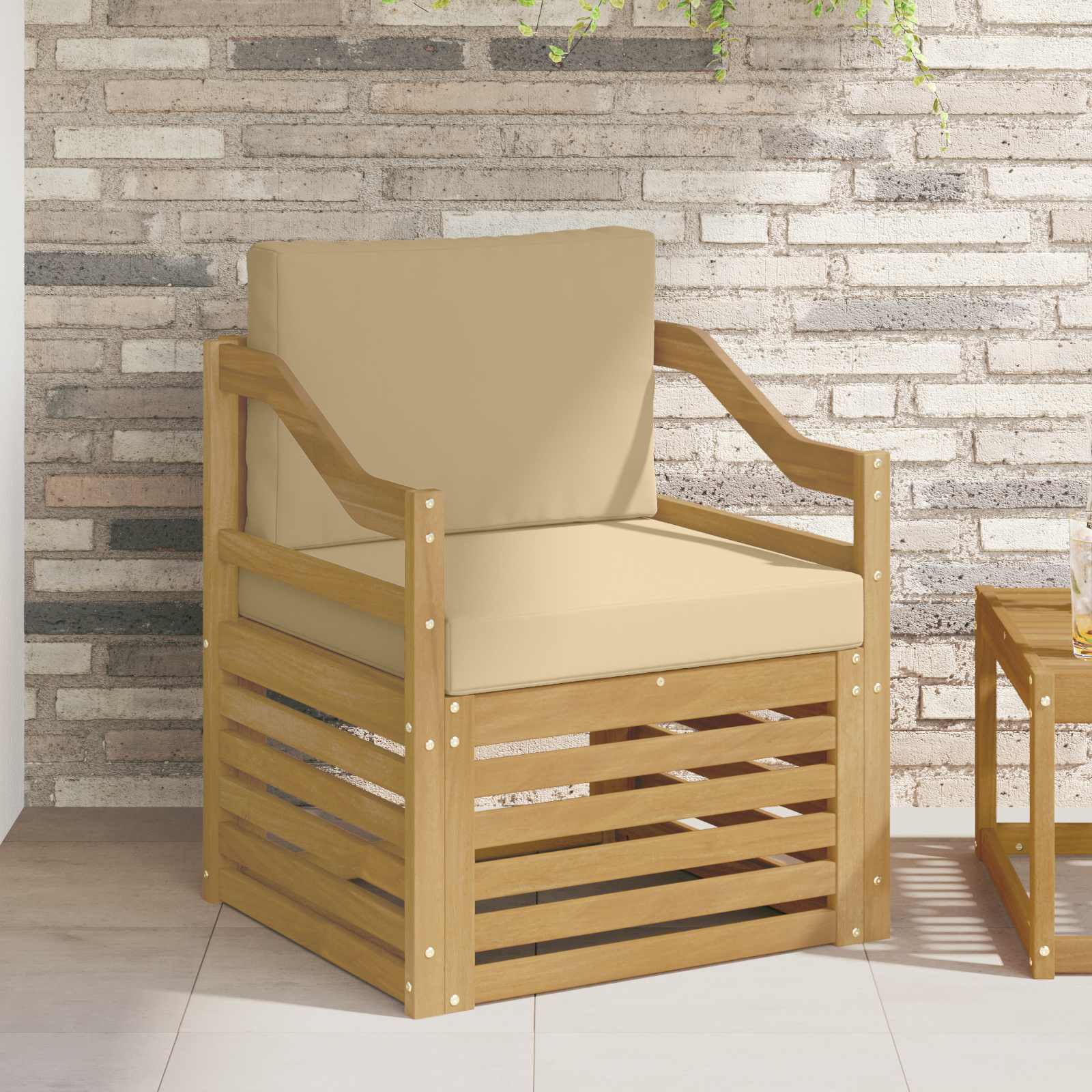 Outdoor-Sofa Polyester Weiß und Beige