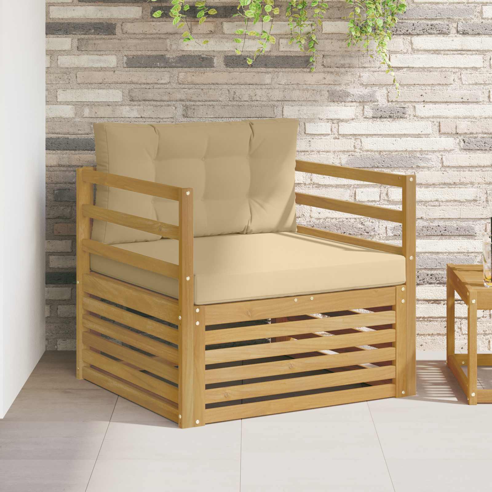Outdoor-Sofa Weiß und Beige