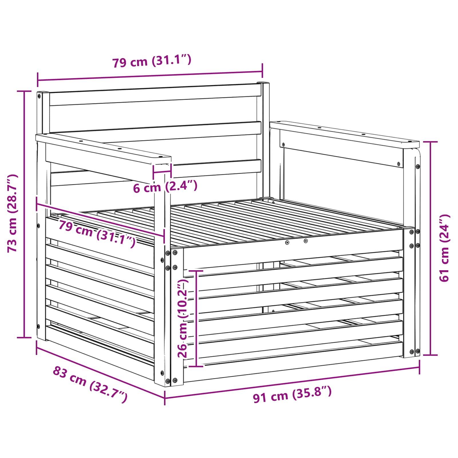 Outdoor-Sofa Massivholz Akazie Weiß