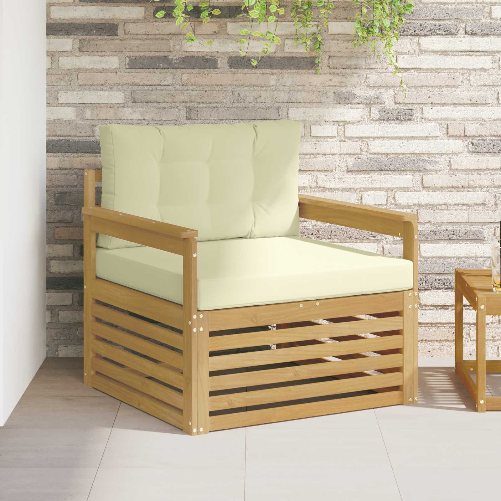 Outdoor-Sofa Polyester Weiß und Creme