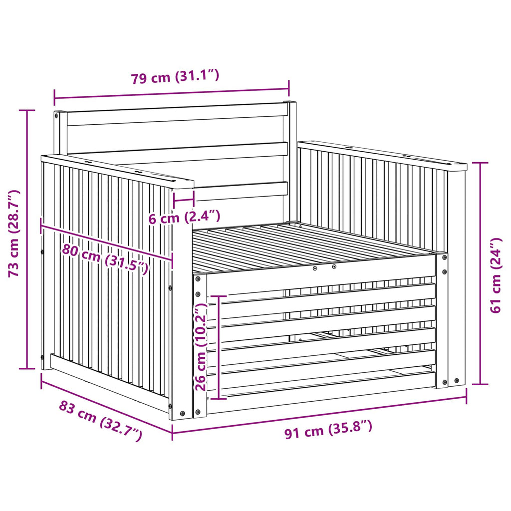 Outdoor-Sofa Massivholz Akazie Weiß