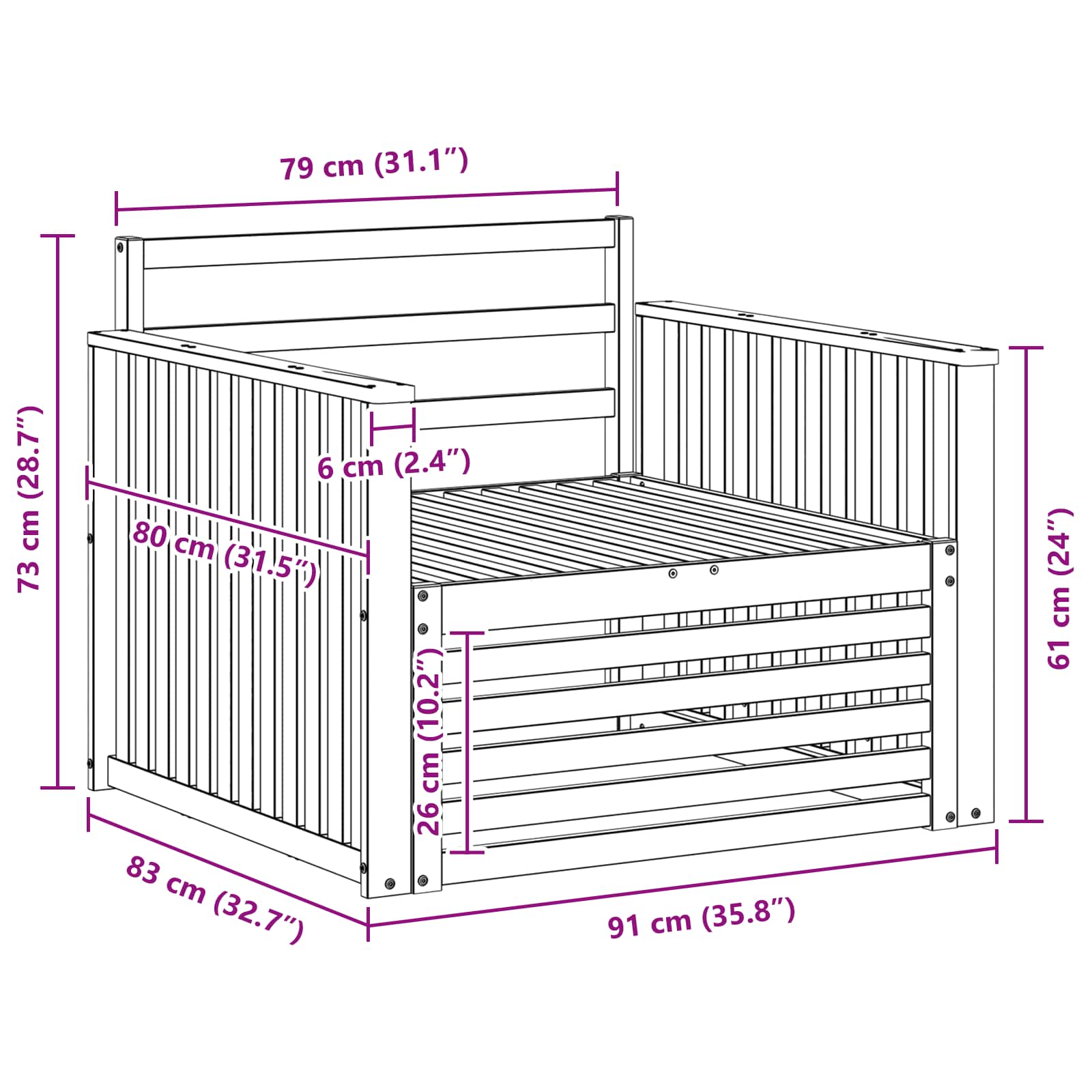 Outdoor-Sofa Massivholz Akazie Weiß