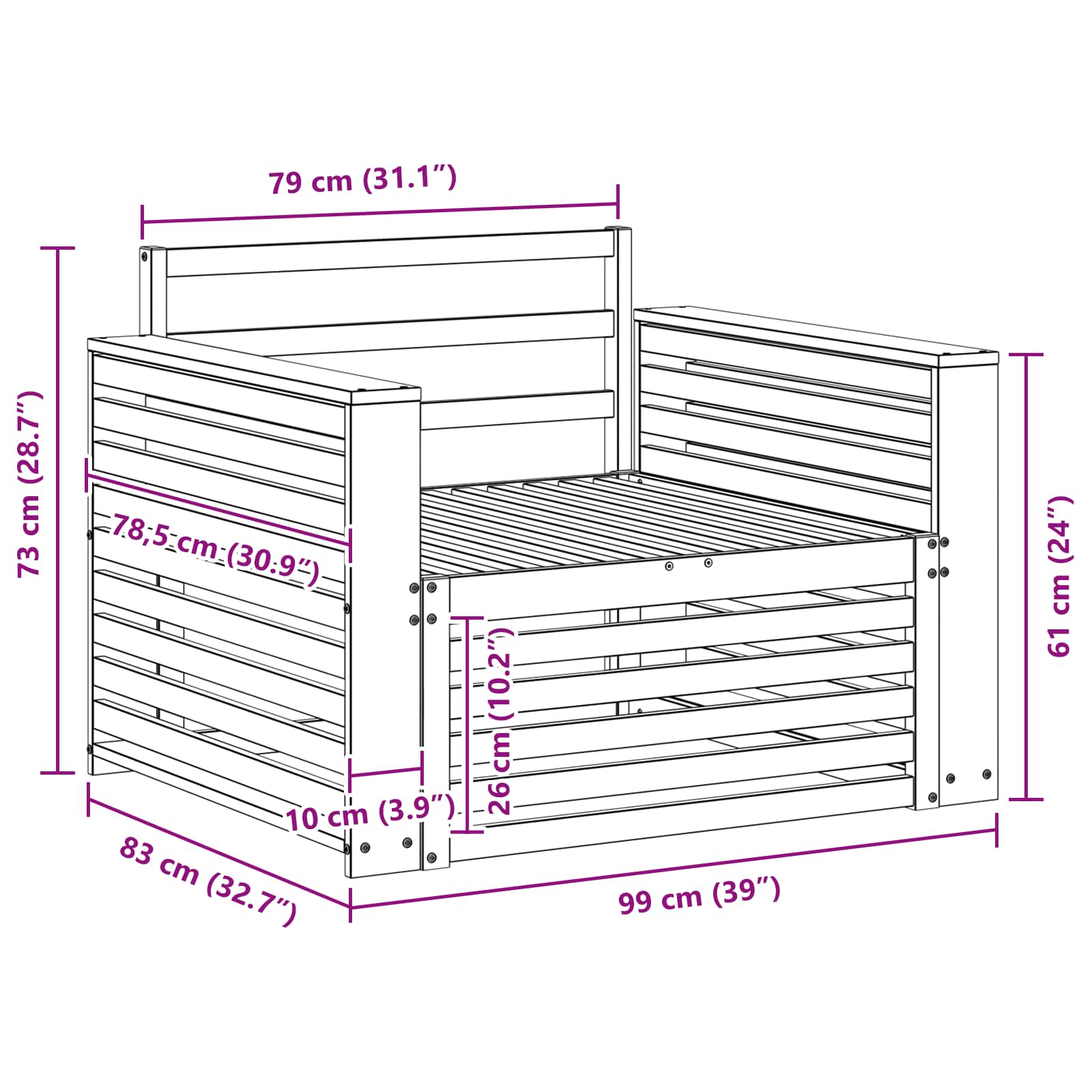 Outdoor-Sofa Massivholz Akazie Weiß