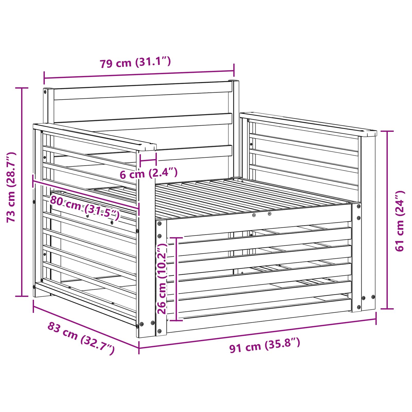 Outdoor-Sofa Massivholz Akazie Weiß