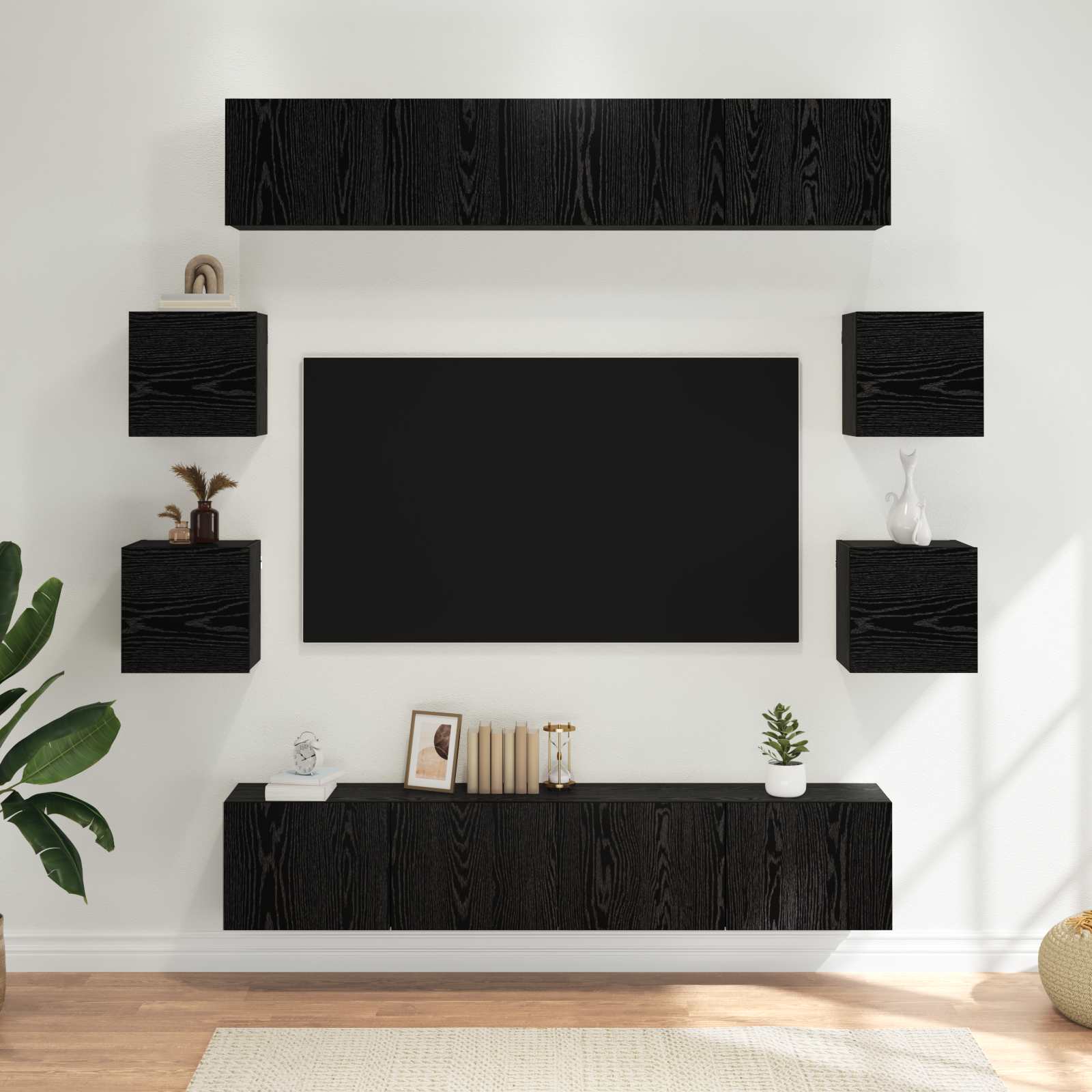 TV-Schrankset 8 pcs 80 x 30 x 30 cm Schwarze Eiche