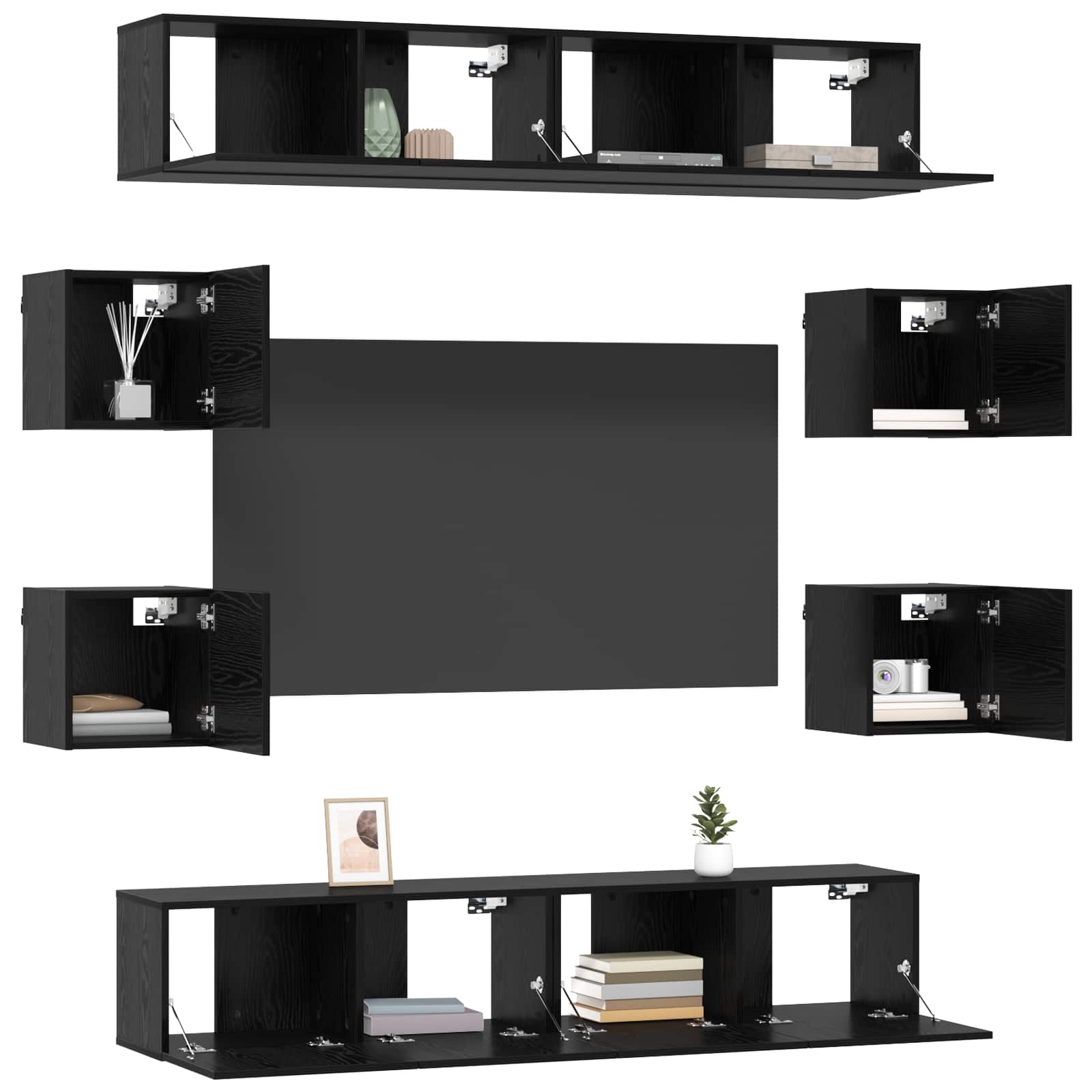 TV-Schrankset 8 pcs 80 x 30 x 30 cm Schwarze Eiche