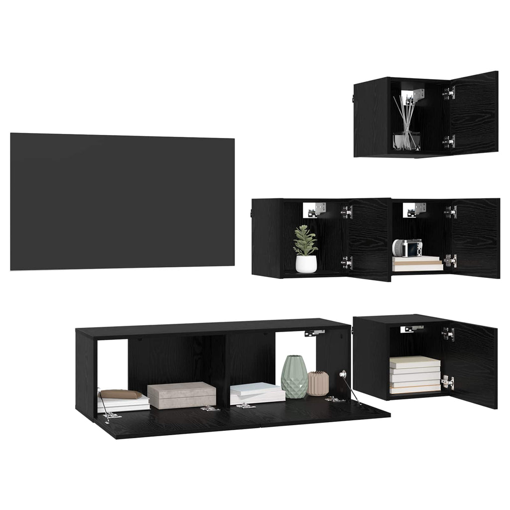 TV-Schrankset 5 pcs 100 x 30 x 30 cm Schwarze Eiche