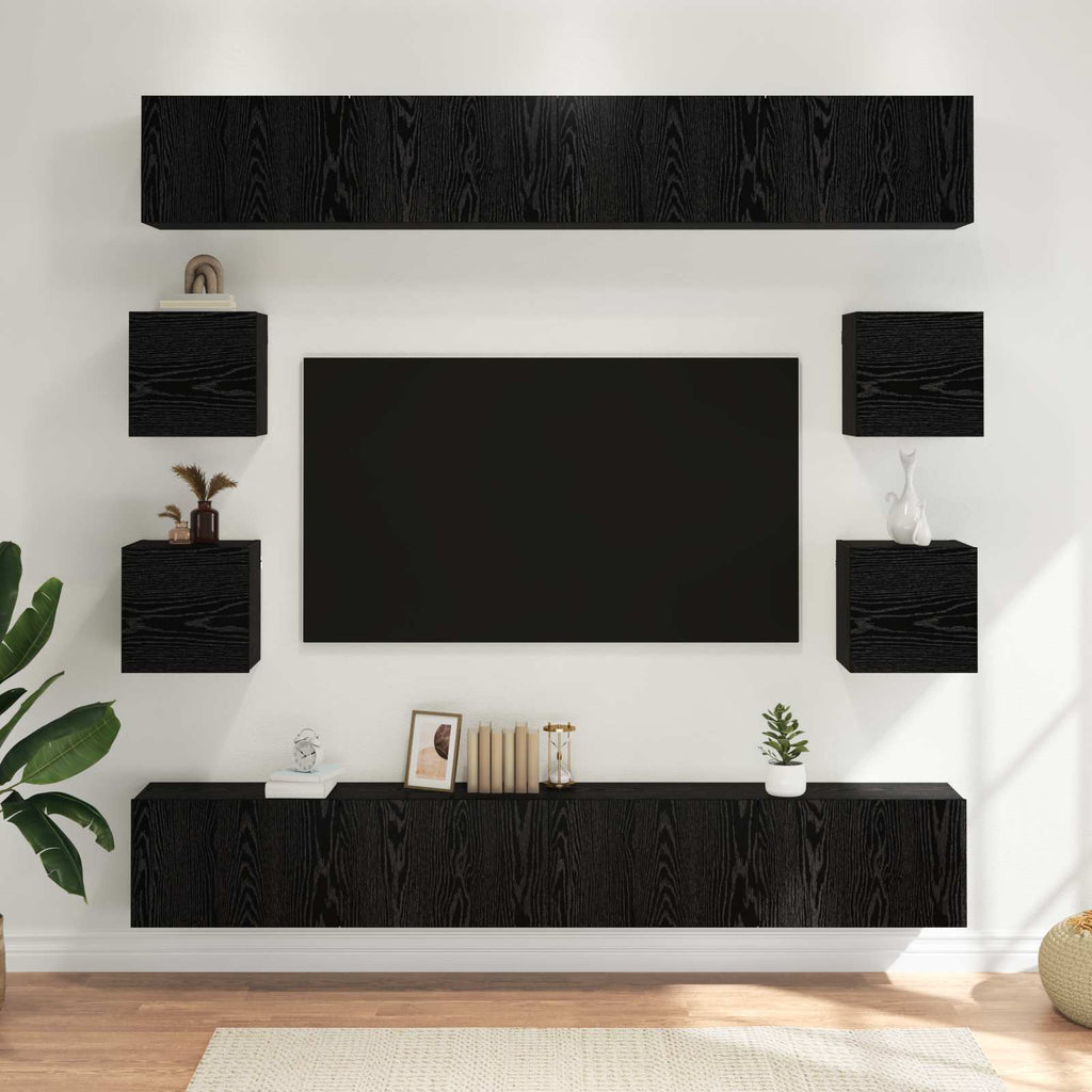 TV-Schrankset 8 pcs 100 x 30 x 30 cm Schwarze Eiche