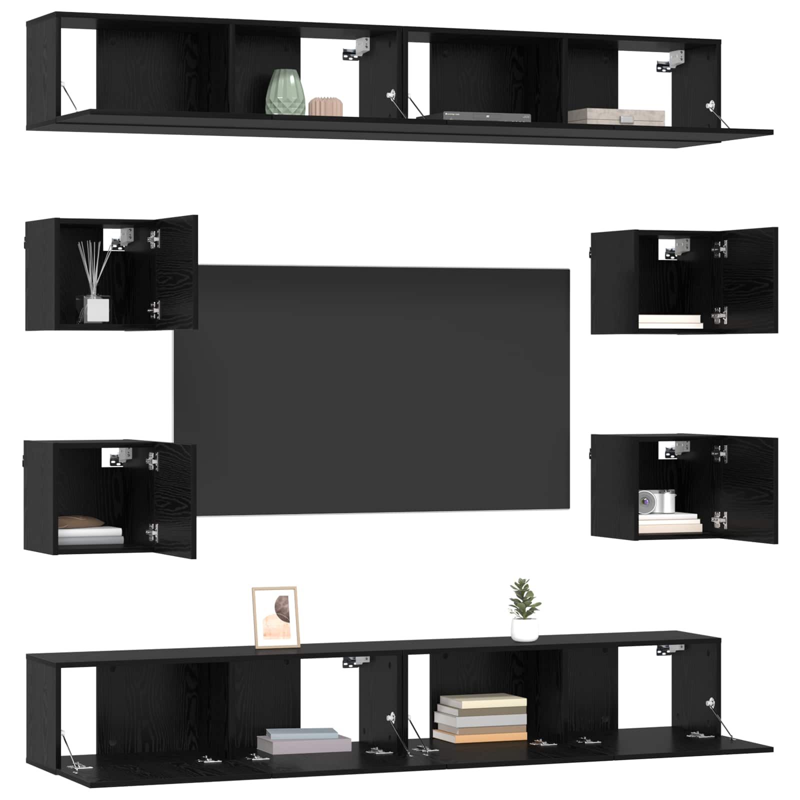 TV-Schrankset 8 pcs 100 x 30 x 30 cm Schwarze Eiche