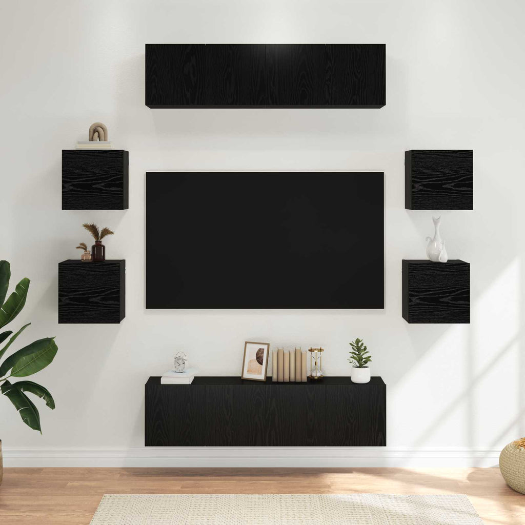 TV-Schrankset 8 pcs 120 x 30 x 30 cm Schwarze Eiche