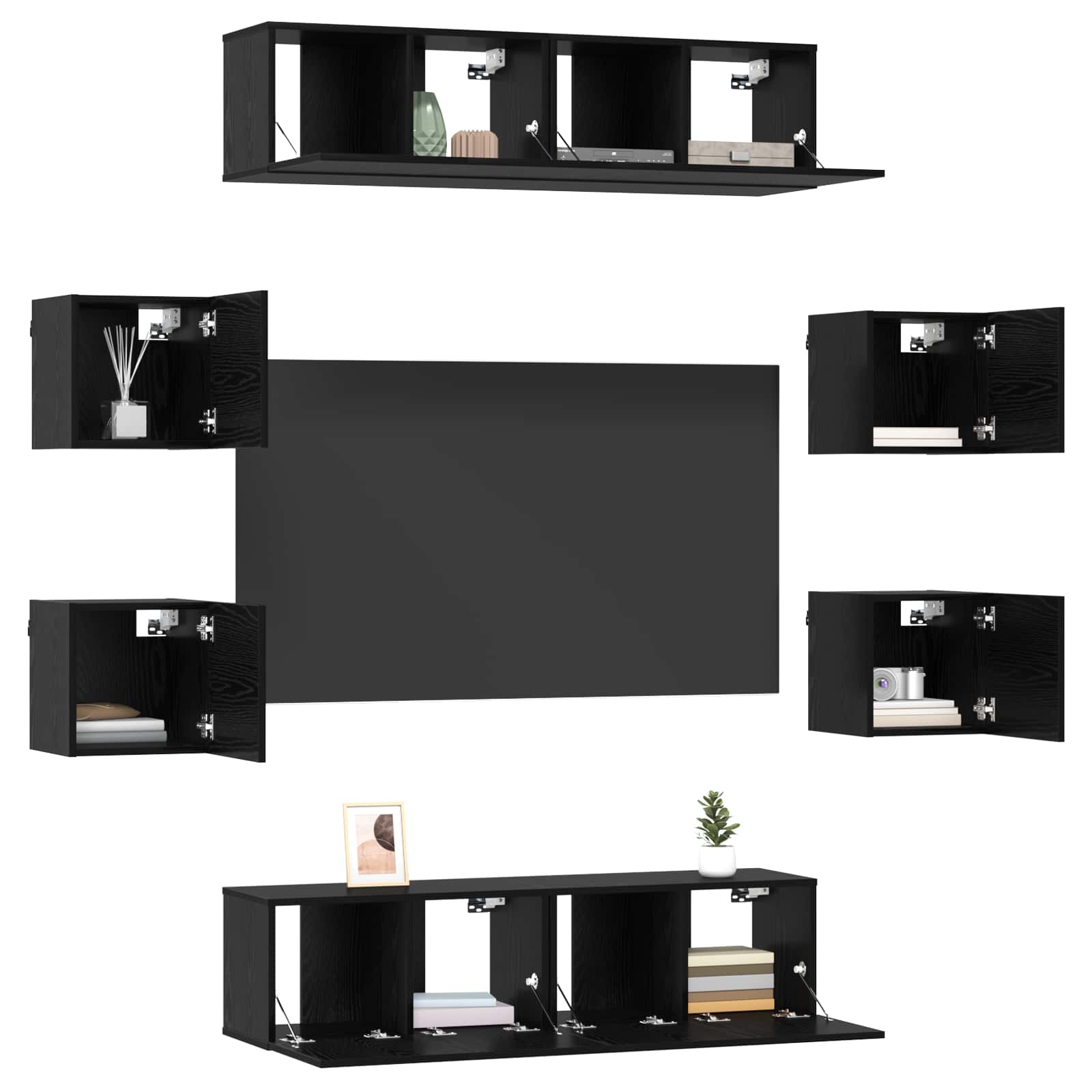 TV-Schrankset 8 pcs 120 x 30 x 30 cm Schwarze Eiche