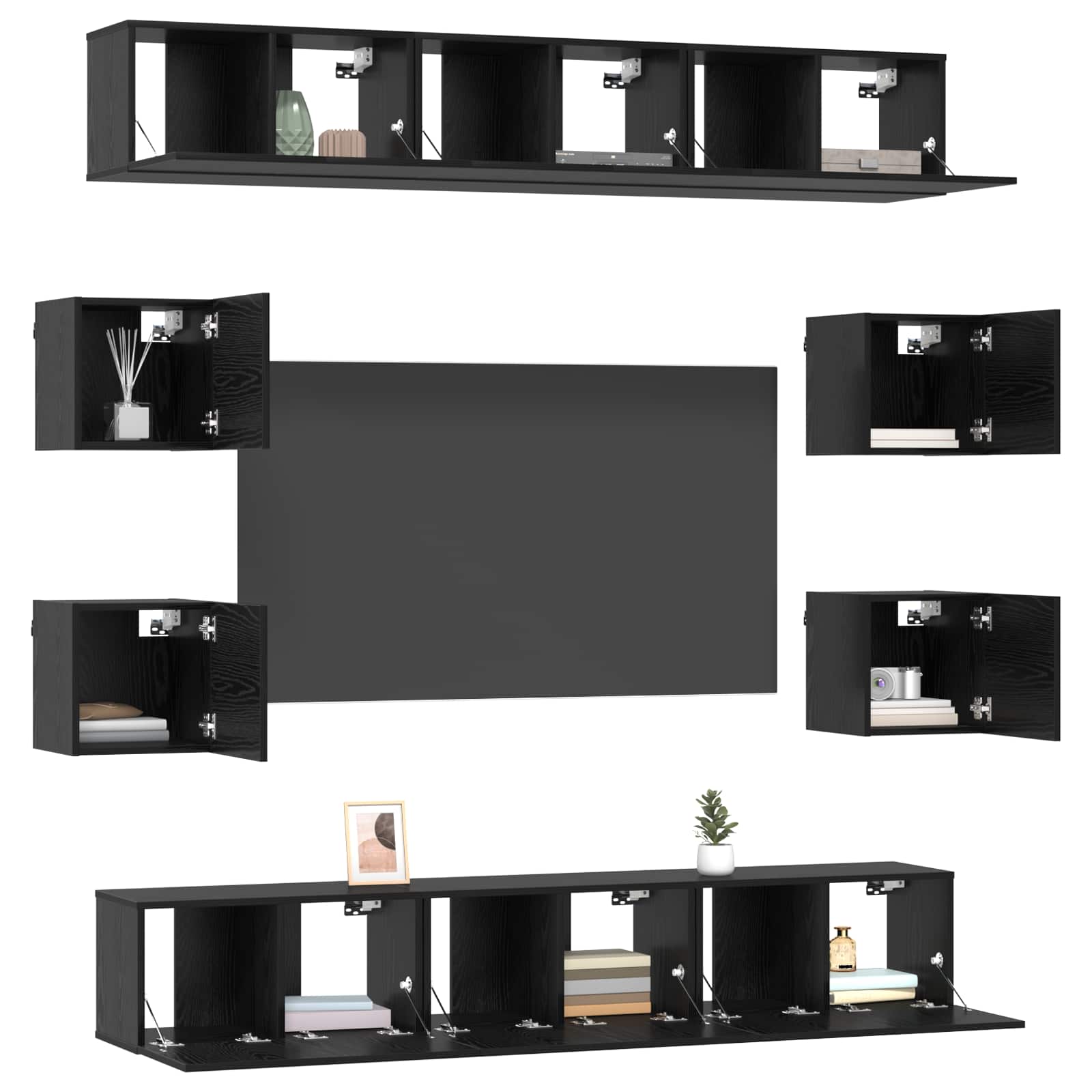 TV-Schrankset 10 pcs 180 x 30 x 30 cm Schwarze Eiche