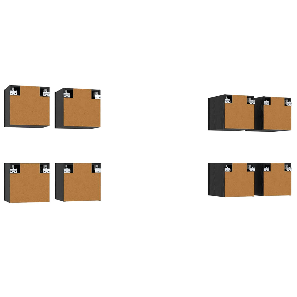 Wandmontiertes TV-Regal 8 pcs Schwarze Eiche 30,5 x 30 x 30 cm