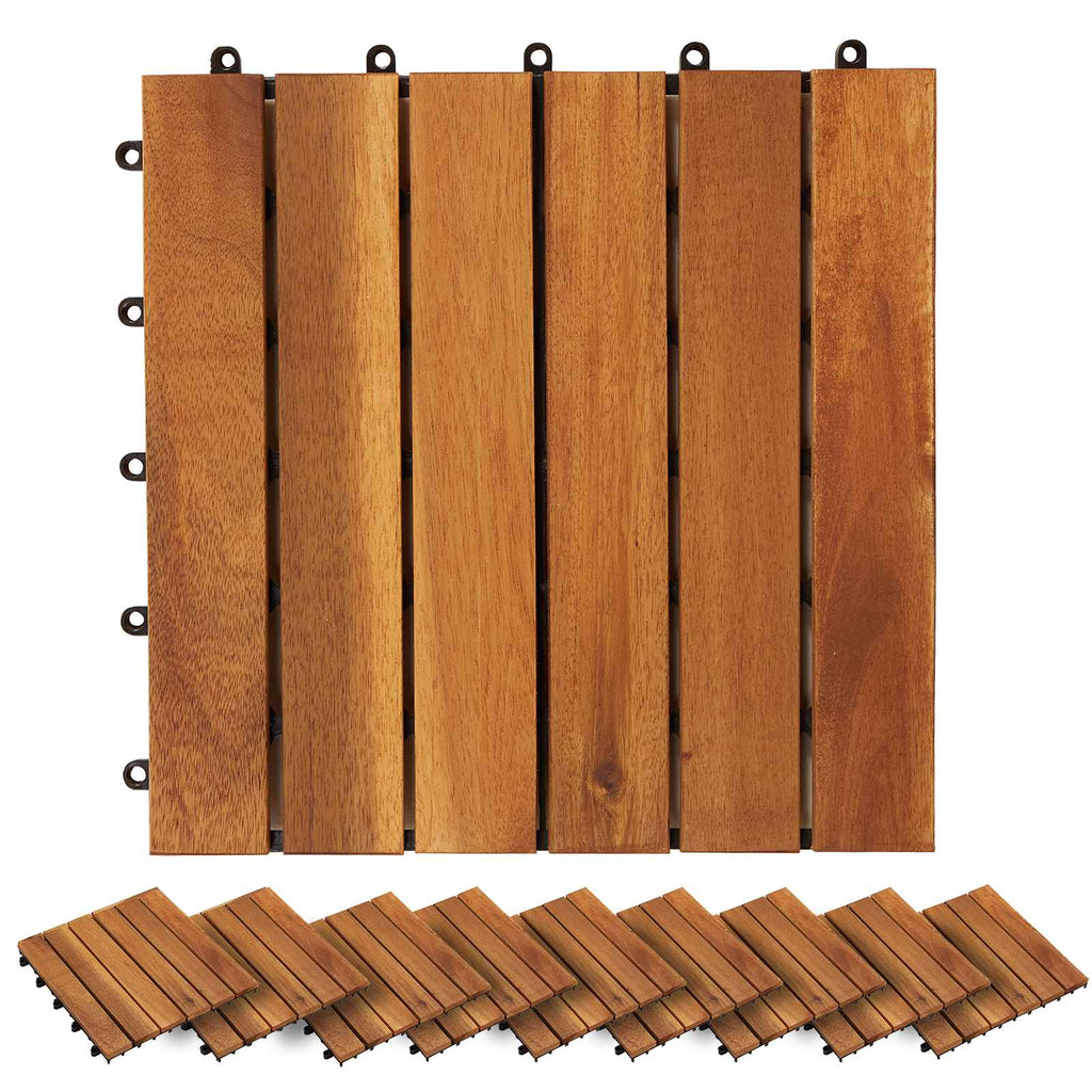 Terrassenfliese 30 pcs Braun 30 x 30 cm Akazien-Hartholz