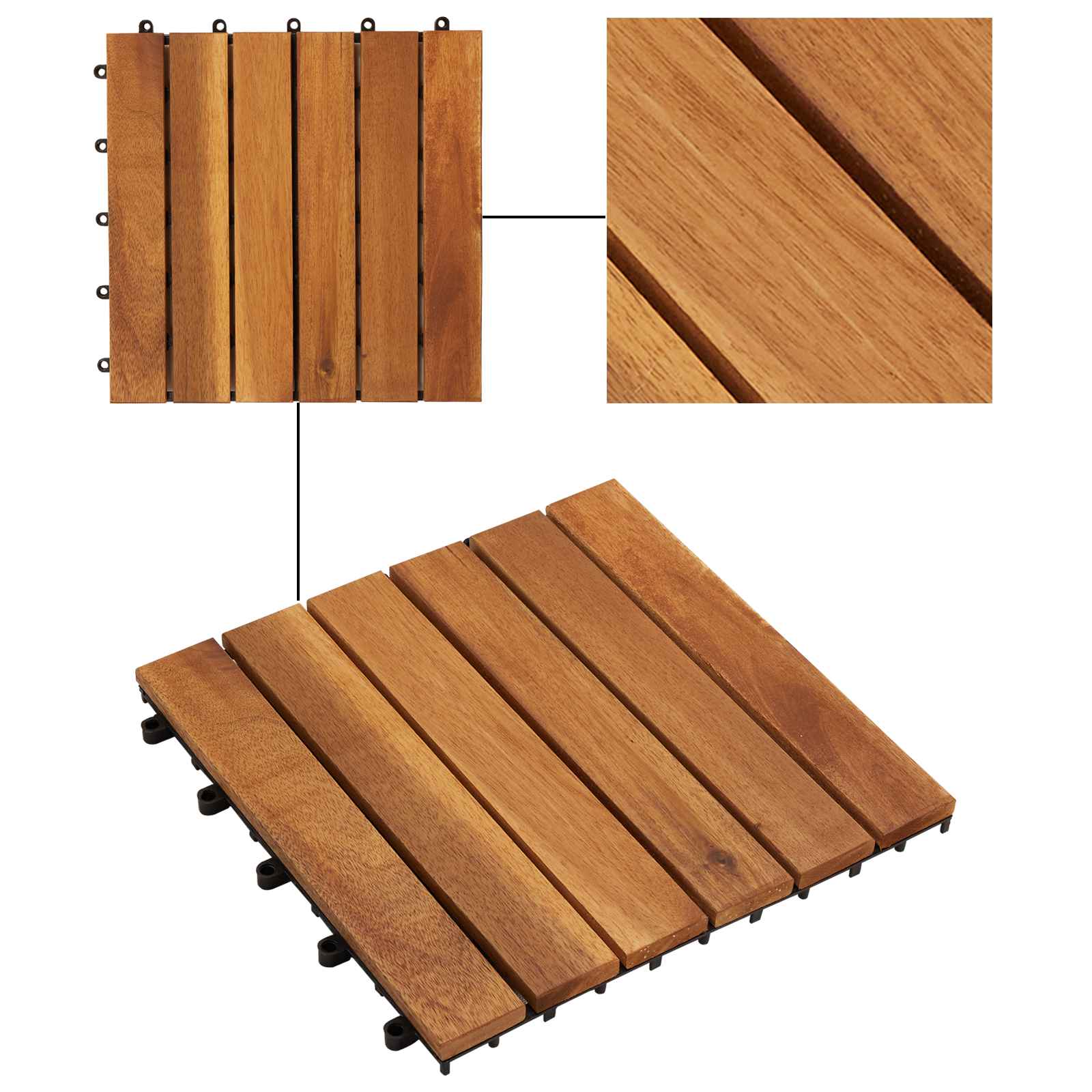 Terrassenfliese 30 pcs Braun 30 x 30 cm Akazien-Hartholz