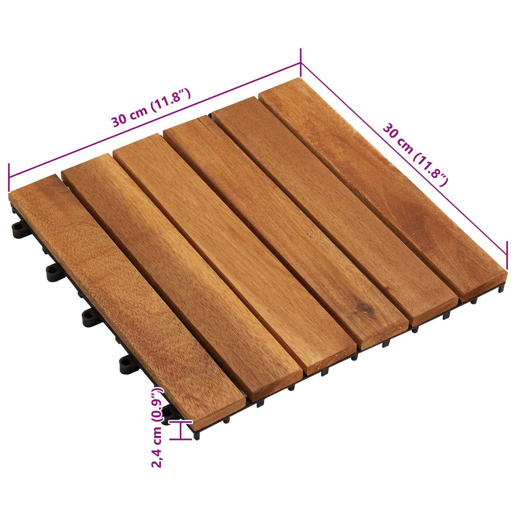 Terrassenfliese 30 pcs Braun 30 x 30 cm Akazien-Hartholz