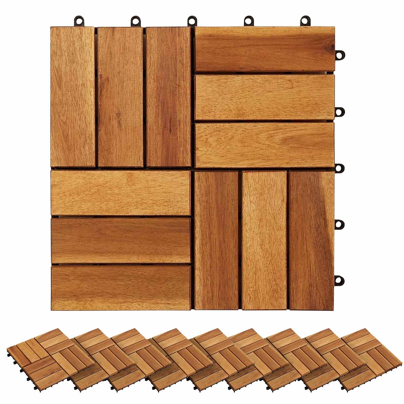 Terrassenfliese 20 pcs Braun 30 x 30 cm Akazien-Hartholz