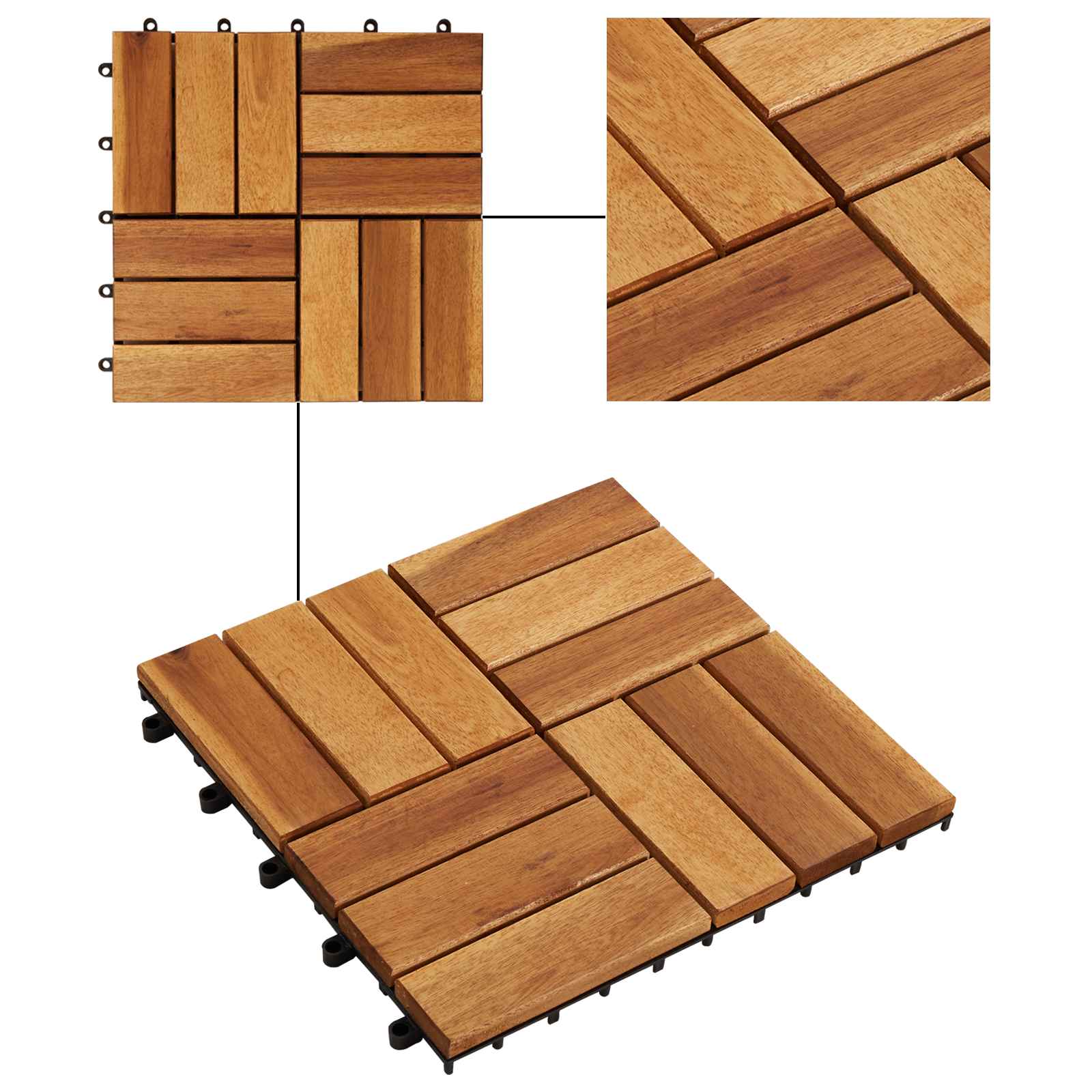 Terrassenfliese 20 pcs Braun 30 x 30 cm Akazien-Hartholz