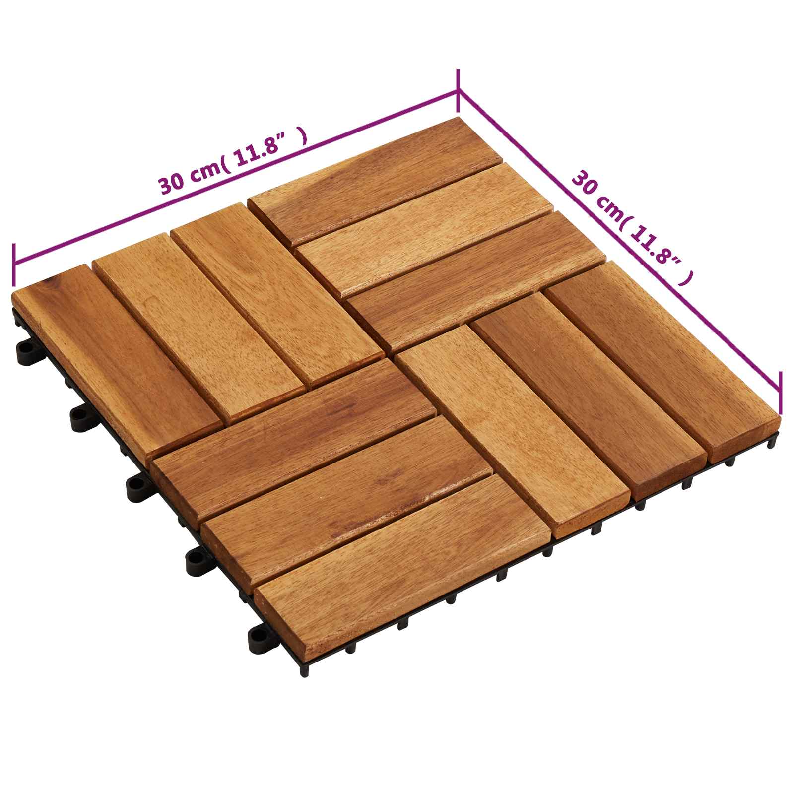 Terrassenfliese 30 pcs Braun 30 x 30 cm Akazien-Hartholz