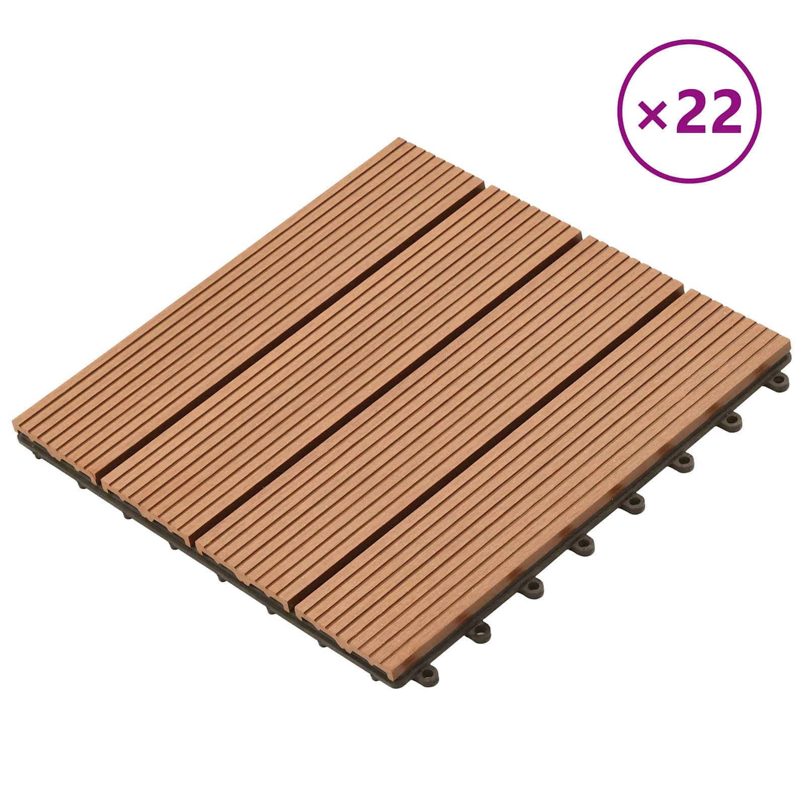 Terrassenfliese 22 pcs Braun 30 x 30 cm WPC