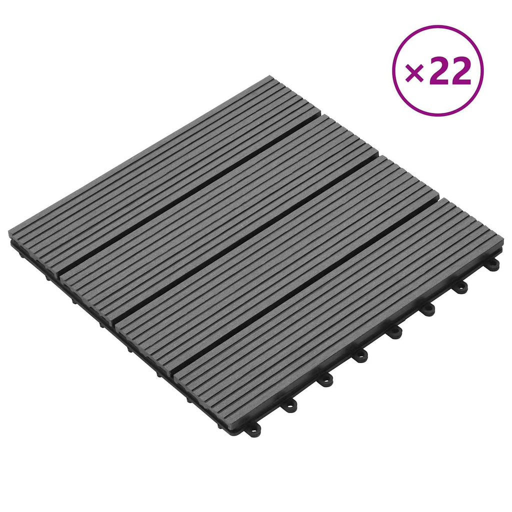 Terrassenfliese 22 pcs Grau 30 x 30 cm WPC