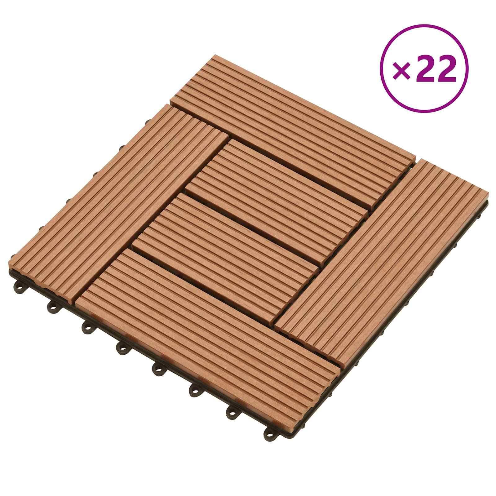 Terrassenfliese 22 pcs Braun 30 x 30 cm WPC