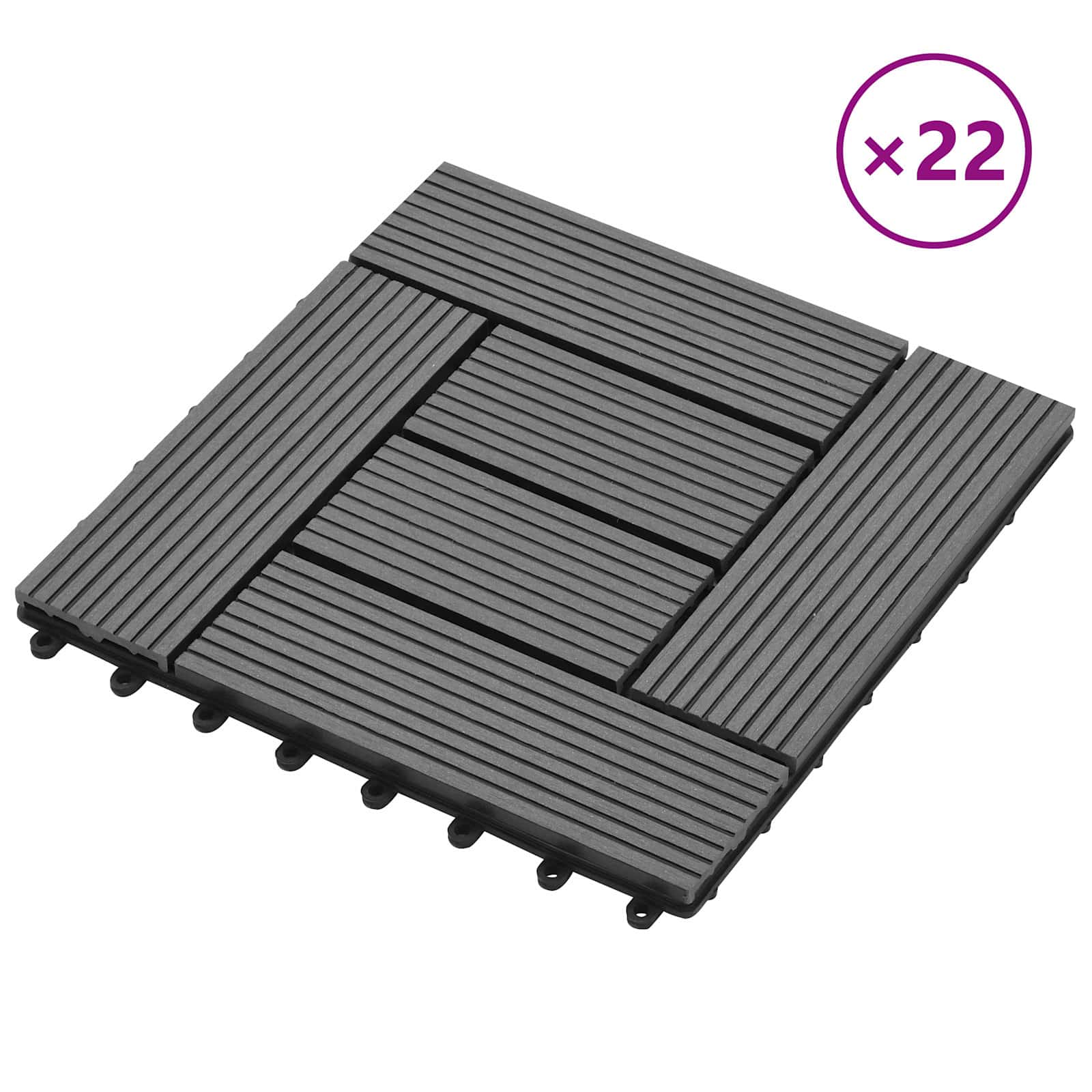 Terrassenfliese 22 pcs Grau 30 x 30 cm WPC