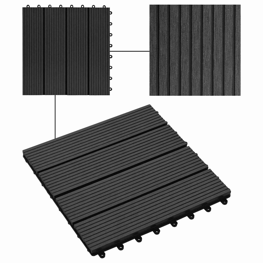Terrassenfliese 22 pcs Schwarz 30 x 30 cm WPC