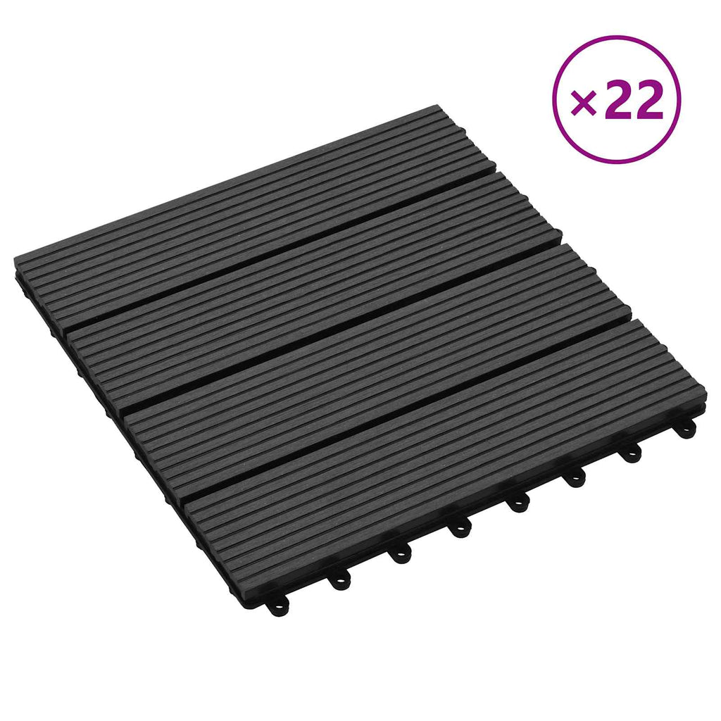 Terrassenfliese 22 pcs Schwarz 30 x 30 cm WPC
