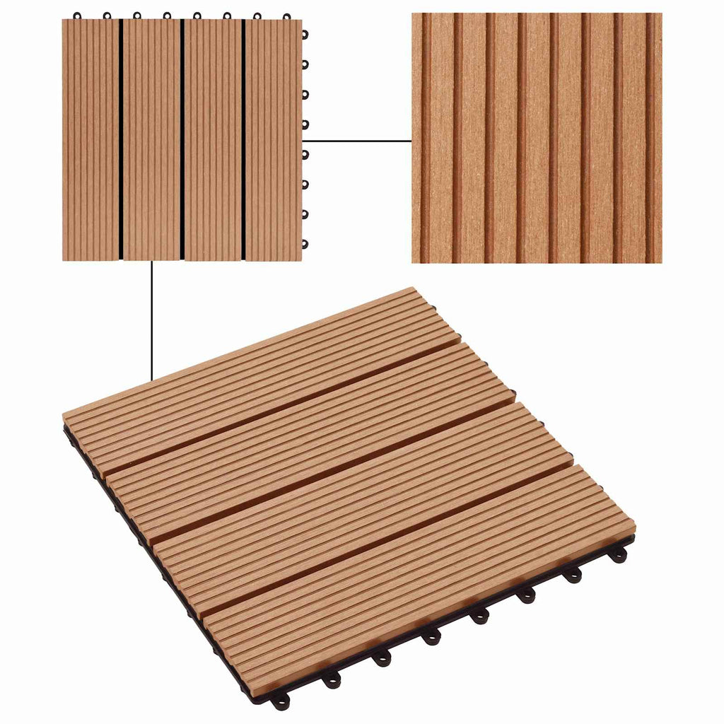 Terrassenfliese 22 pcs Teak 30 x 30 cm WPC