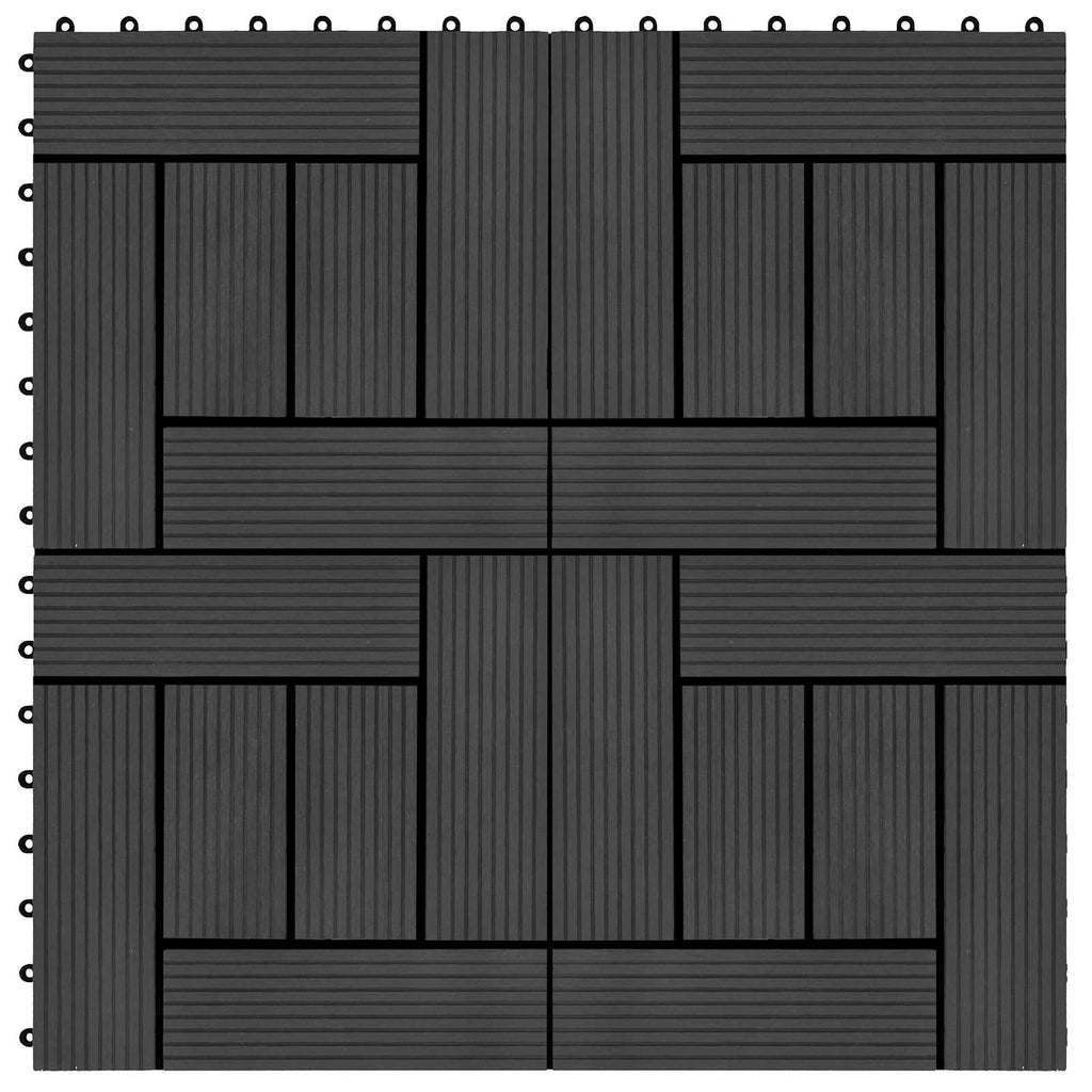 Terrassenfliese 22 pcs Schwarz 30 x 30 cm WPC