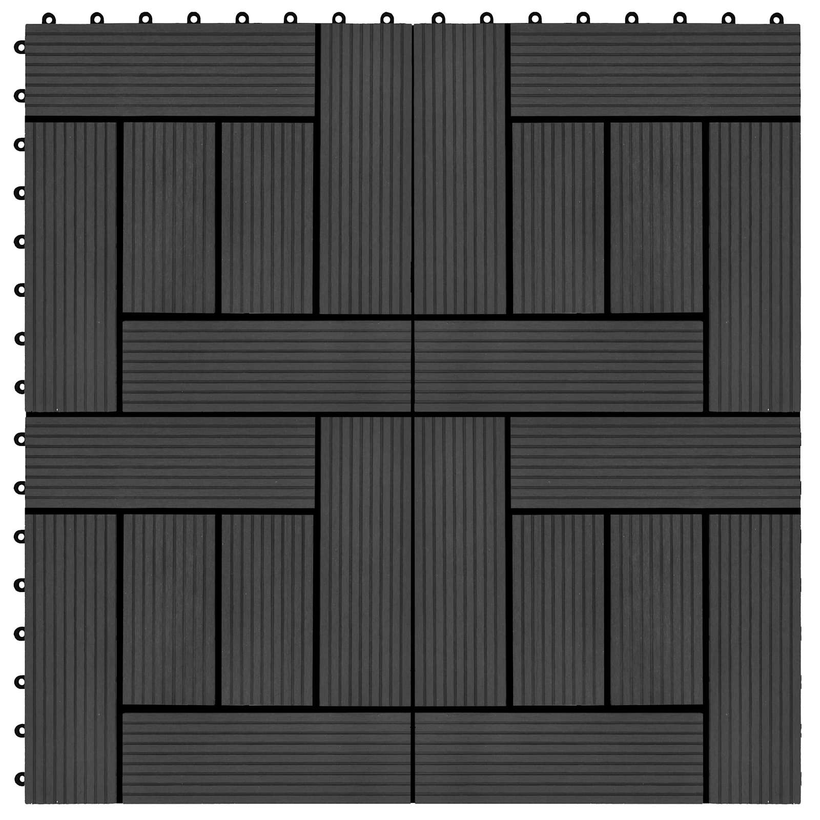 Terrassenfliese 22 pcs Schwarz 30 x 30 cm WPC