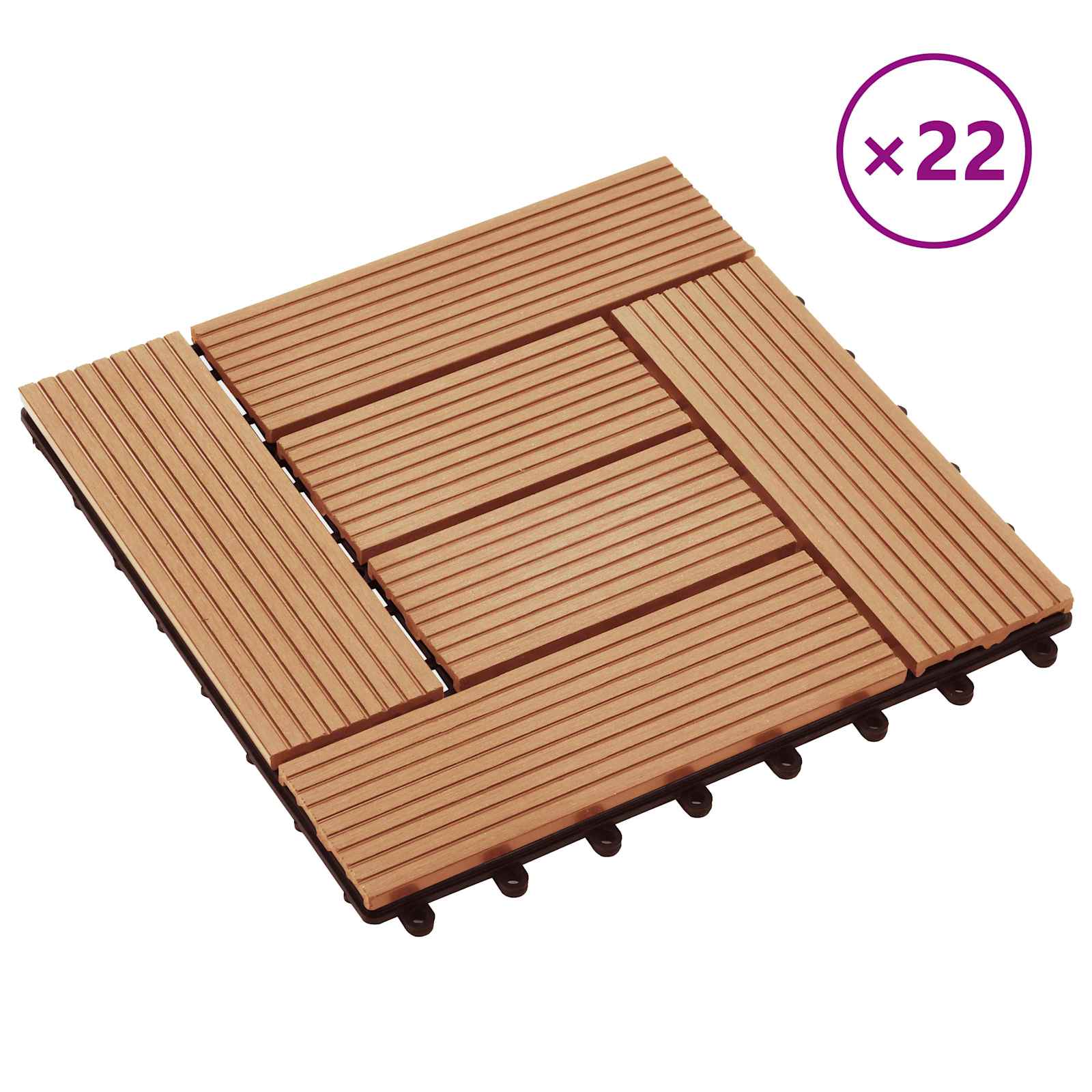 Terrassenfliese 22 pcs Teak 30 x 30 cm WPC