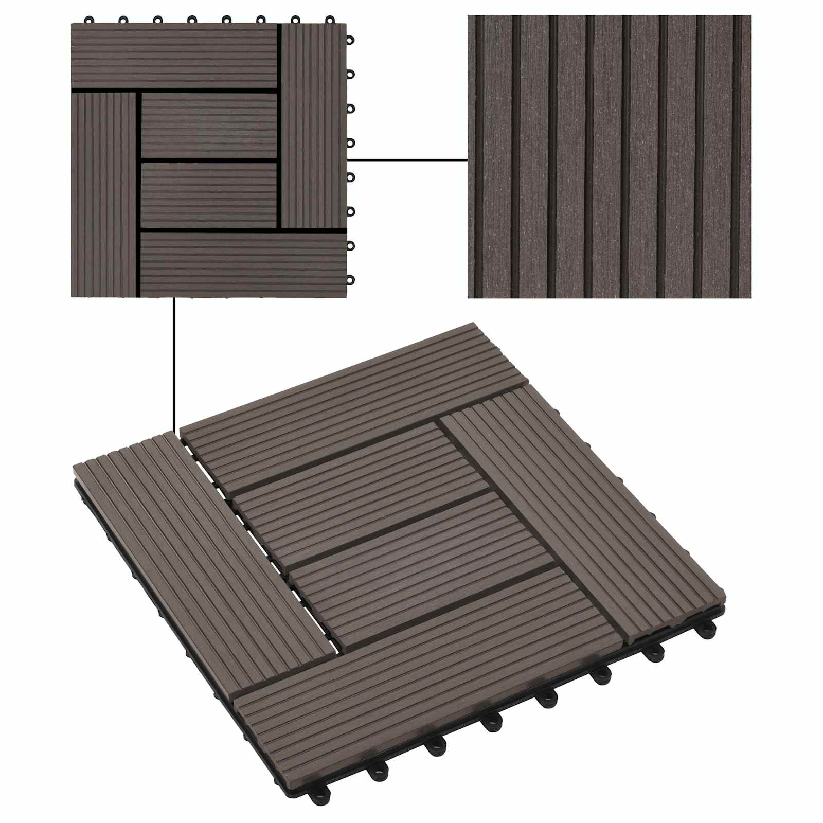 Terrassenfliese 22 pcs Dunkelbraun 30 x 30 cm WPC